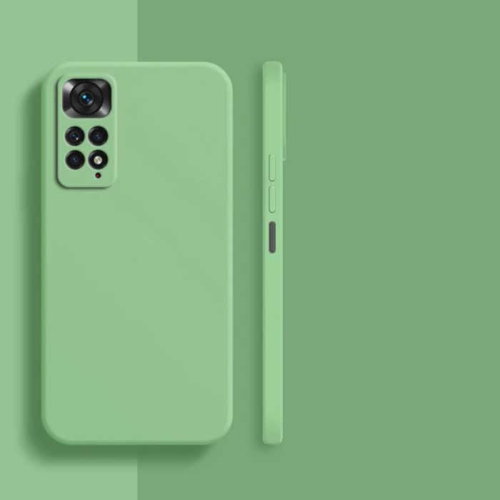 Custodia in silicone quadrato Xiaomi Redmi Note 9 Pro Max - Custodia morbida opaca Liquid Cover verde