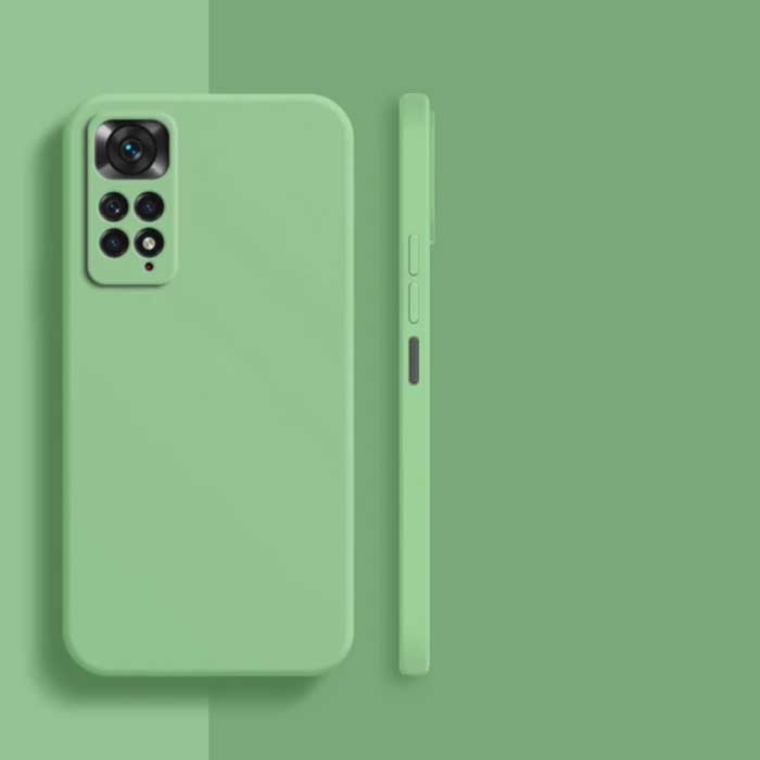 Xiaomi Redmi Note 10 4G Custodia in silicone quadrata - Custodia morbida opaca Liquid Cover verde