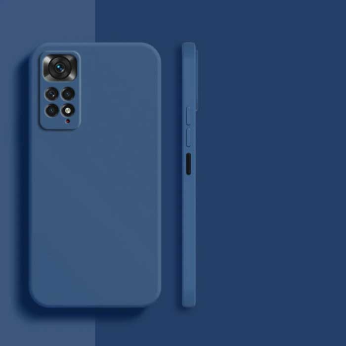 Xiaomi Redmi Note 10 4G Custodia in silicone quadrata - Custodia morbida opaca Liquid Cover blu