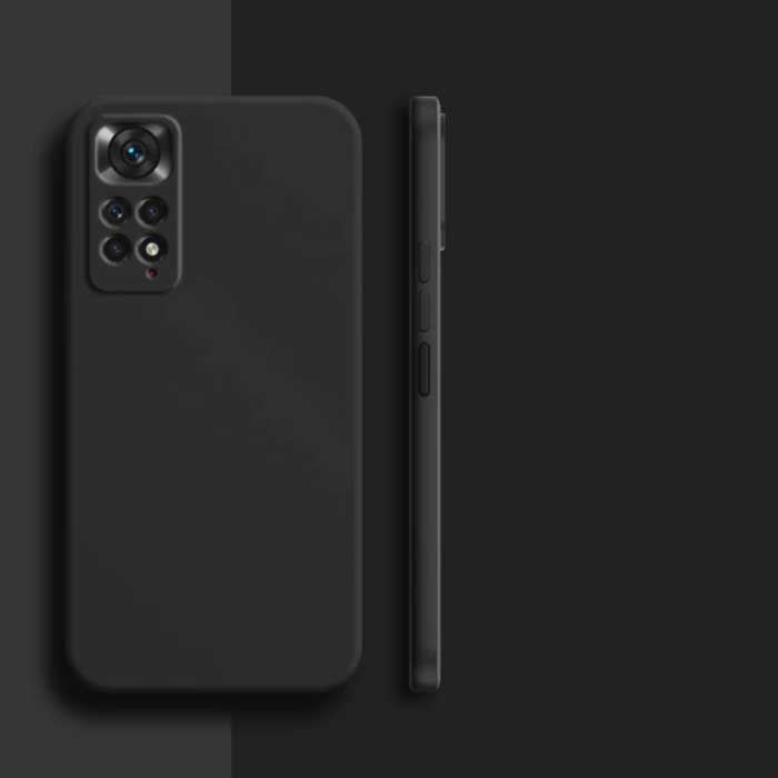 Xiaomi Redmi Note 10 4G Custodia in silicone quadrata - Custodia morbida opaca Liquid Cover nera