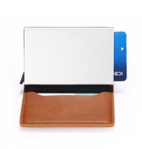 Stuff Certified® RFID Credit Card Holder Wallet - Vintage Leather Aluminum Case with Money Clip Glossy Red