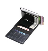 Stuff Certified® RFID Credit Card Holder Wallet - Vintage Leather Aluminum Case with Money Clip Black