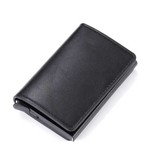 Stuff Certified® RFID Credit Card Holder Wallet - Vintage Leather Aluminum Case with Money Clip Black