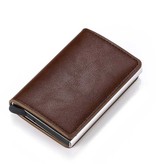 Stuff Certified® RFID Credit Card Holder Wallet - Vintage Leather Aluminum Case with Money Clip Coffee