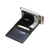 Stuff Certified® Cartera con tarjetero RFID - Estuche de aluminio de cuero vintage con clip para billetes Azul oscuro