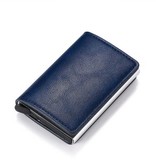 Stuff Certified® RFID Credit Card Holder Wallet - Vintage Leather Aluminum Case with Money Clip Dark Blue