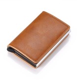 Stuff Certified® Portafoglio porta carte di credito RFID - Custodia in alluminio vintage in pelle con fermasoldi marrone