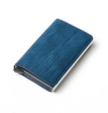 Stuff Certified® Cartera con tarjetero RFID - Estuche de aluminio de cuero vintage con clip para billetes Azul