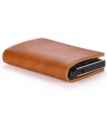 Stuff Certified® RFID Credit Card Holder Wallet - Vintage Leather Aluminum Case with Money Clip Brown