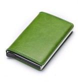 Stuff Certified® RFID-Kreditkartenhalter-Geldbörse - Vintage-Leder-Aluminium-Etui mit Geldscheinklammer Grün