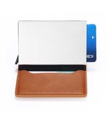 Stuff Certified® Portafoglio porta carte di credito RFID - Custodia in alluminio vintage in pelle con fermasoldi Azzurro