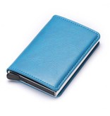 Stuff Certified® Cartera con tarjetero RFID - Estuche de aluminio de cuero vintage con clip para billetes Azul claro