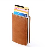 Stuff Certified® RFID Credit Card Holder Wallet - Vintage Leather Aluminum Case with Money Clip Light Brown