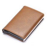 Stuff Certified® RFID Credit Card Holder Wallet - Vintage Leather Aluminum Case with Money Clip Light Brown