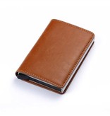 Stuff Certified® RFID Credit Card Holder Wallet - Vintage Leather Aluminum Case with Money Clip Apricot