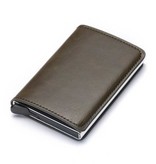 Stuff Certified® RFID Creditcard Houder Portemonnee - Vintage Leren Aluminium Etui met Geldclip Koffie