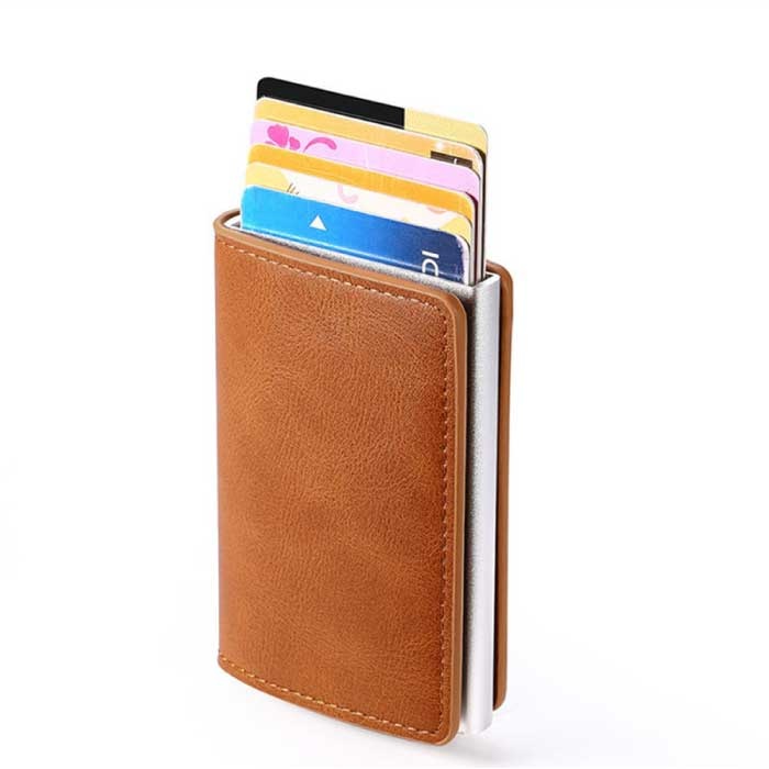 Apricot Slim RFID Blocking Card Holder Small Pocket Wallet Zipper