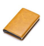 Stuff Certified® Portafoglio porta carte di credito RFID - Custodia in alluminio vintage in pelle con fermasoldi giallo