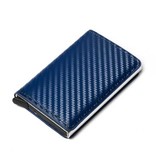 Stuff Certified® Portafoglio porta carte di credito RFID - Custodia in alluminio vintage in pelle con fermasoldi blu