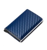 Stuff Certified® RFID-Kreditkartenhalter-Geldbörse - Vintage-Leder-Aluminium-Etui mit Geldscheinklammer Blau