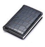 Stuff Certified® Portafoglio porta carte di credito RFID - Custodia in alluminio vintage in pelle con fermasoldi nero