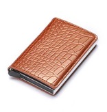 Stuff Certified® RFID Credit Card Holder Wallet - Vintage Leather Aluminum Case with Money Clip Brown