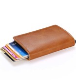 Stuff Certified® RFID Creditcard Houder Portemonnee - Vintage Leren Aluminium Etui met Geldclip Grijs