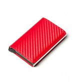 Stuff Certified® RFID Credit Card Holder Wallet - Vintage Leather Aluminum Case with Money Clip Red