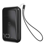 Baseus 10.000mAh Qi Draadloze Oplader & Powerbank - Noodaccu Batterij met LED Scherm Zwart