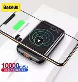 Baseus 10.000 mAh Qi Wireless Charger & Power Bank - Notfallbatterie Batterie mit LED-Bildschirm Schwarz