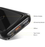 Baseus 10.000mAh Qi Draadloze Oplader & Powerbank - Noodaccu Batterij met LED Scherm Zwart