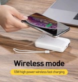 Baseus 10.000mAh Qi Draadloze Oplader & Powerbank - Noodaccu Batterij met LED Scherm Zwart