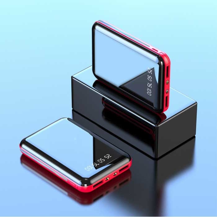 Dual 2x Porte USB Mini Powerbank 20.000mAh - Display LED Batteria Esterna Emergenza Caricabatterie Caricabatterie Rosso