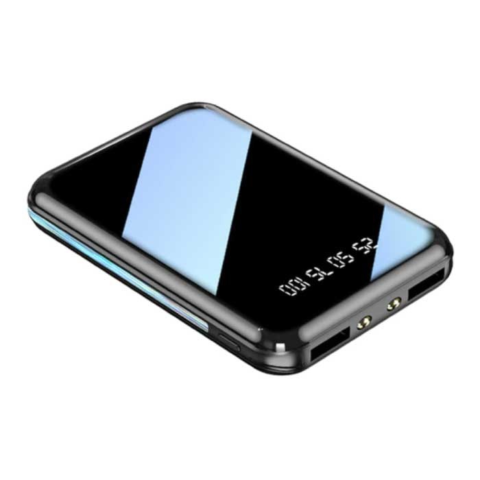 Dual 2x USB Port Mini Powerbank 20.000mAh - LED Display Externer Notfall Akku Ladegerät Ladegerät Schwarz