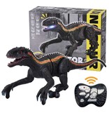 Stuff Certified® Dinosaure RC (Indominus Rex) avec télécommande - Jouet contrôlable Dino Robot Noir
