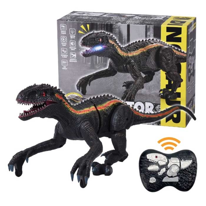 Dinosaure RC (Indominus Rex) avec télécommande - Jouet contrôlable Dino Robot Noir