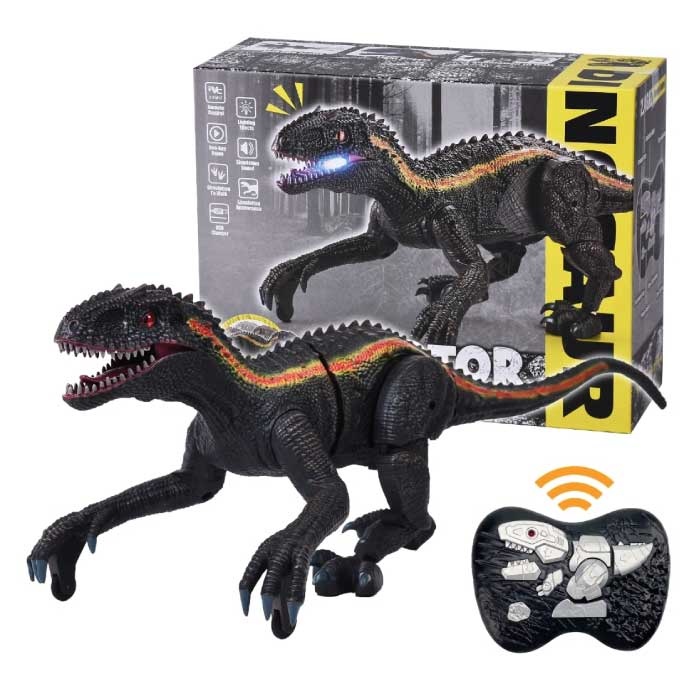 Dinosauro RC (Indominus Rex) con telecomando - Robot Dino giocattolo controllabile nero