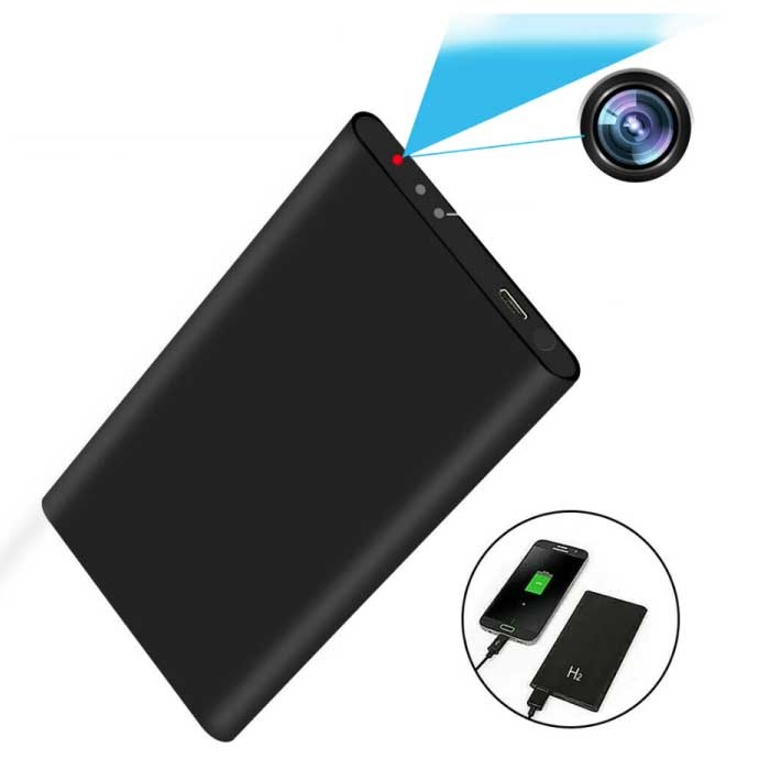 Mini telecamera di sicurezza Power Bank 5000mAh - Videocamera HD con rilevamento del movimento nero