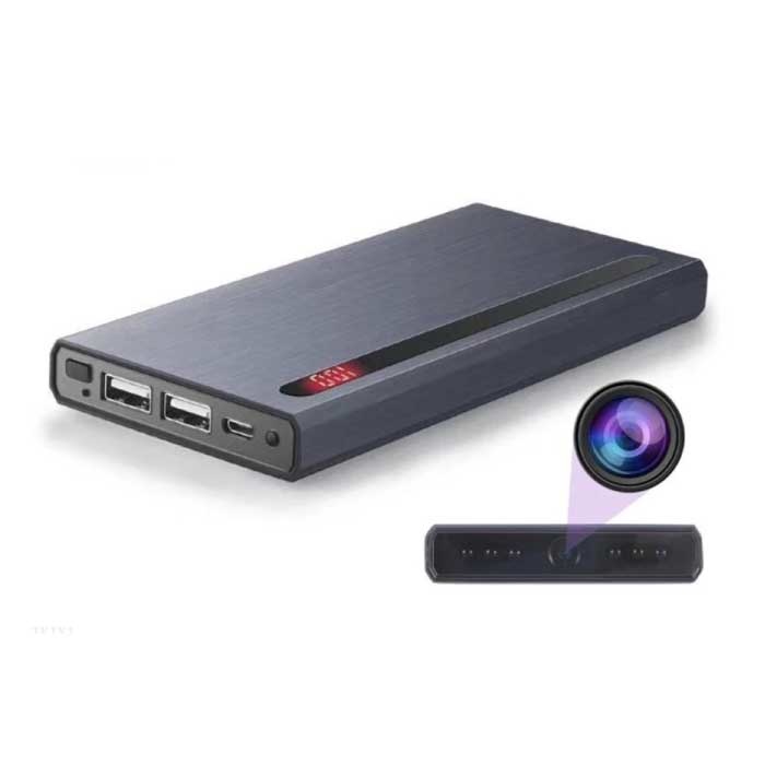 Mini telecamera di sicurezza Power Bank 8000mAh - Videocamera 4K Rilevazione del movimento Visione notturna Nero