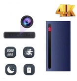 YIKIXI Power Bank Mini cámara de seguridad 8000mAh - Videocámara 4K Detección de movimiento Visión nocturna Negro
