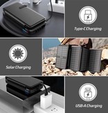 WST 43800mAh Qi Solar Powerbank met 4 Zonnepanelen - 10W Draadloos / 20W PD Opladen Zwart