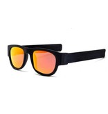 VIVIBEE Foldable Sunglasses with Storage Box - Polarized Mirror Glasses Flip Wristband Glasses Red Orange