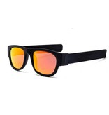 VIVIBEE Składane okulary przeciwsłoneczne ze schowkiem - spolaryzowane okulary lustrzane Flip Wristband Glasses Red Orange