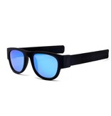 VIVIBEE Foldable Sunglasses with Storage Box - Polarized Mirror Glasses Flip Wristband Glasses Black Blue Green
