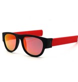 VIVIBEE Faltbare Sonnenbrille mit Aufbewahrungsbox - Polarisierte Spiegelbrille Flip Wristband Brille Schwarz Blau