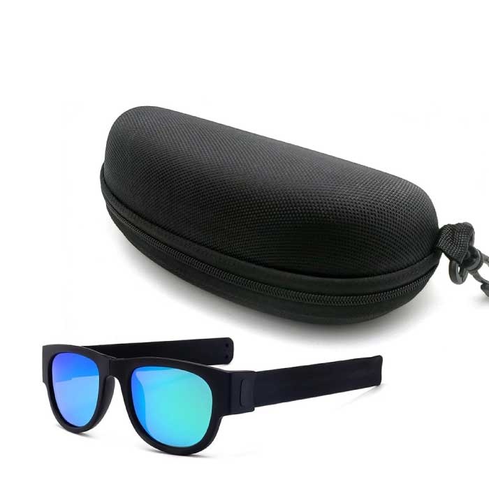 VIVIBEE Lunettes de soleil pliables avec boîte de rangement - Lunettes miroir polarisées Flip Wristband Glasses Noir Orange