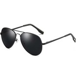 FUQIAN Gafas de aviador polarizadas clásicas - Gafas de sol de aviador de metal Gafas de conducción UV400 Negro