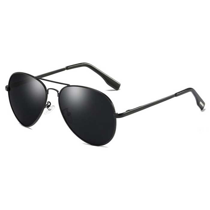 FUQIAN Klasyczne spolaryzowane okulary aviator - metalowe okulary aviator UV400 okulary do jazdy czarne