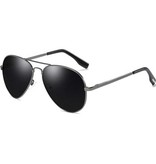 FUQIAN Klassische polarisierte Fliegerbrille - Metall-Fliegerbrille UV400 Driving Glasses Black