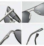 FUQIAN Klassische polarisierte Fliegerbrille - Metall-Fliegerbrille UV400-Fahrerbrille Schwarz Grau